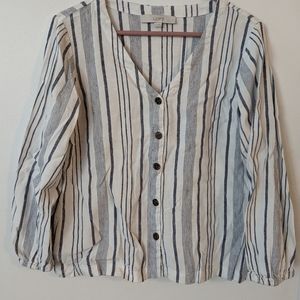 3‎ for $12 Clearance Linen Striped Shirt from LOFT